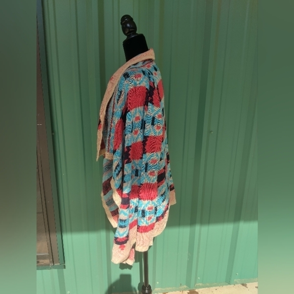 Womens Colorful Southwestern Bohemian Blanket Cardigan Size Medium Boho Festival - Picture 2 of 8